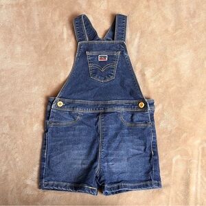 LEVI'S Toddler Denim Overall Shorts in a Dark Blue Wash - Size 2T | Casual Style